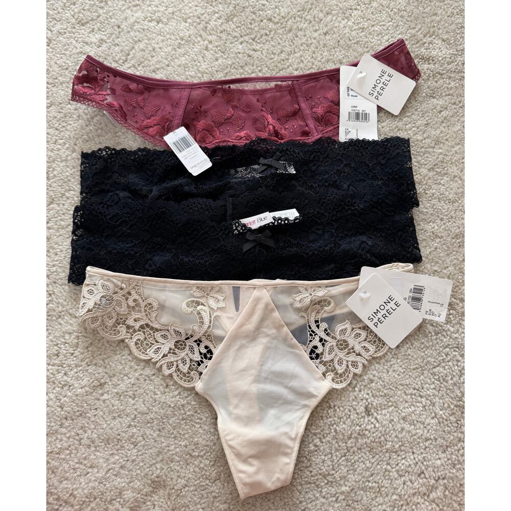 Lot 3! Luxury brand Women’s panties. Seamless, Sexy, Low rise Thong Black/Pink M